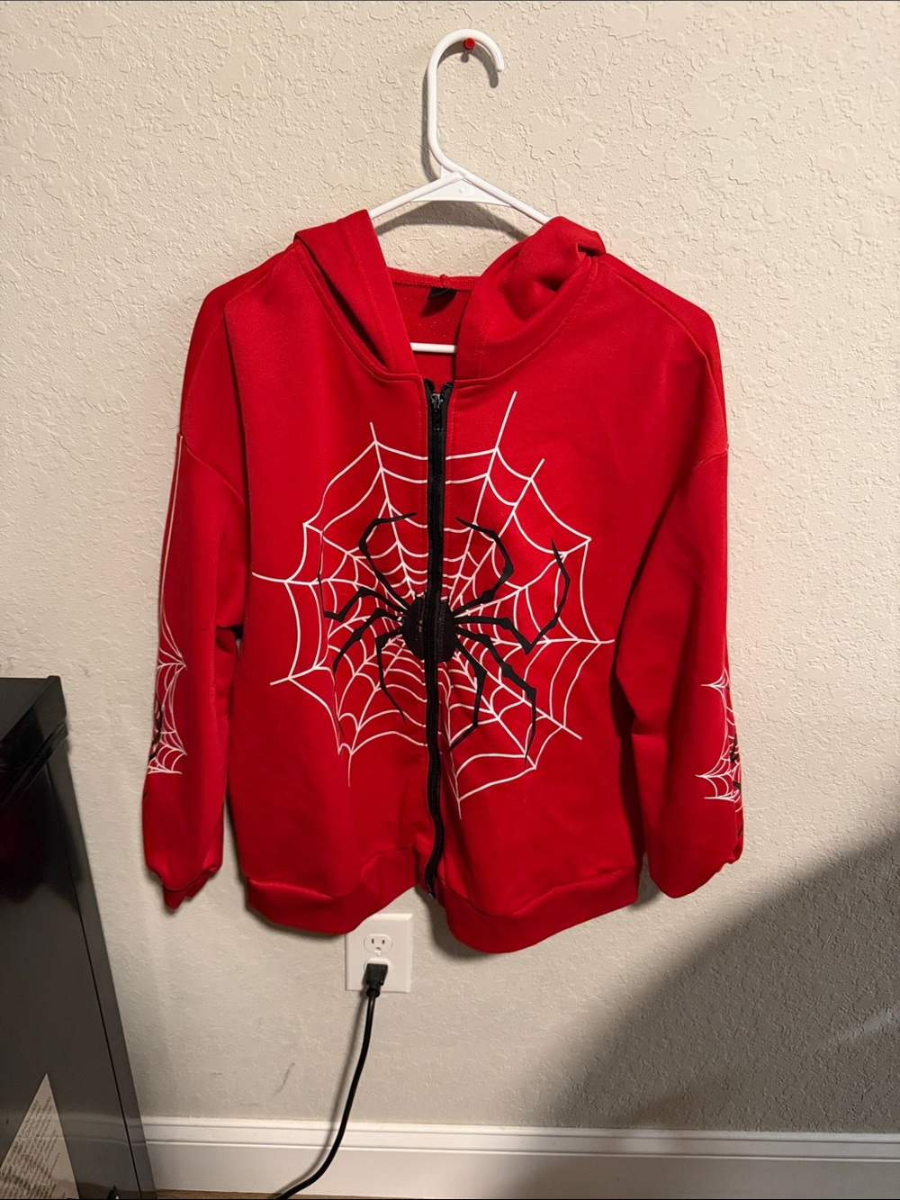 Red Kids Spider Web Zip-Up Hoodie Jacket